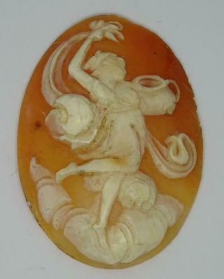 4.  4cm By 3.  2cm Antique Carved Shell Cameo Of A Lady (goddess)