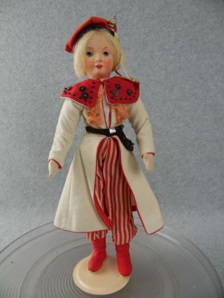 12 " Vintage Pressed Face Cloth Kimport Doll With Tagged Clothing - All