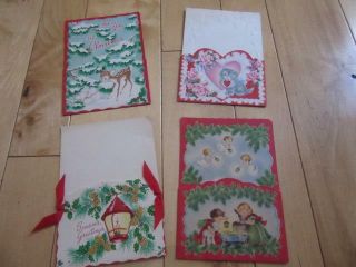 Vintage 4 Pocket Christmas Cards & Valentine Two Are Written On Two