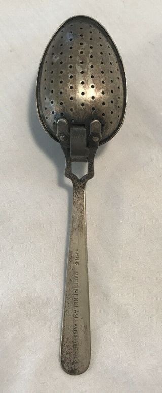 Antique Silver Plate Loose Leaf Tea Strainer Infuser Spoon England