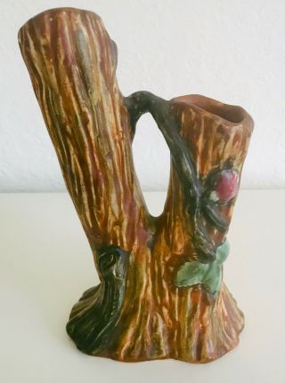 Antique Weller Flower Garden Woodcraft Apple Art Tree Pottery Vase.