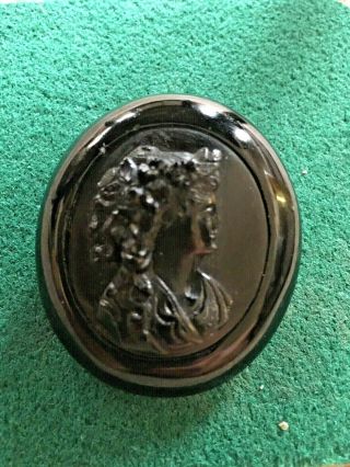 Antique Victorian Whitby Jet Carved Cameo Brooch