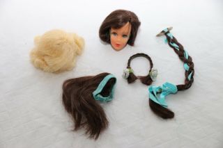 Vintage 1960’s Barbie Head & 4 Piece Wig Set,  Mattel