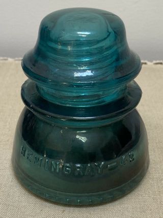 Antique Vintage Hemingray 42 Aqua Blue/green Glass Insulator Telephone Pole Cap