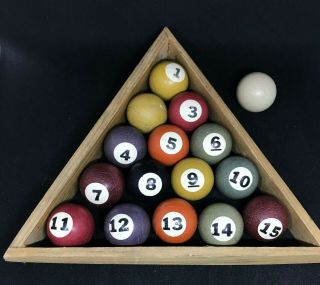 Rare Full Set Vintage Mini Pool/billiard Ball 3/4 " Diameter Unique Gaming Set