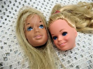 Vintage Malibu Barbie & Vintage Skipper Doll Head 2 Heads 1 Price