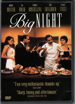 Big Night (1996) Stanley Tucci,  Italian Restaurant,  Jersey Shore,  R1 Dvd Rare