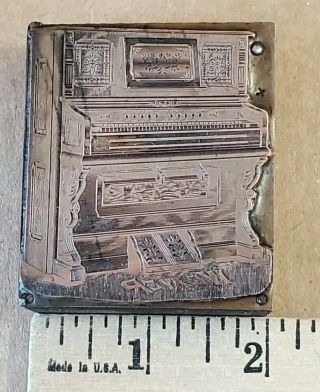 Printing Letterpress Printers Block antique WEAVER ORGAN,  copper,  detailed (PB2) 3