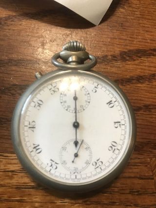 Extremely Rare Berna Antique Stopwatch Made In Switzerland Silver,  Swiss Move.