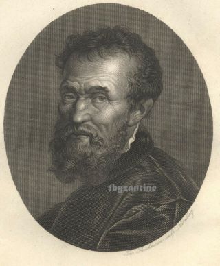 Michelangelo Italian Artist Antique Print Engraving Wonderful Portrait C1850