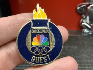 1992 Barcelona Olympics Torch Design “guest” Very Rare Stunning Press Pin.