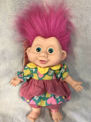 Vintage Magic Troll Doll Baby 13 " Pink Hair Fairy Wings Applause 1991