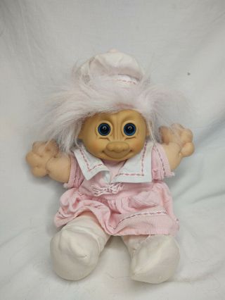 Vintage Russ Berrie 12 " Buffy Troll Doll W/ Pink Hair & Dress Kidz Sailor Soft