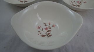 MID CENTURY Cereal Bowls STEUBENVILLE POTTERY USA PINK FLORAL FLOWERS FAIRLANE 2