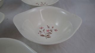 MID CENTURY Cereal Bowls STEUBENVILLE POTTERY USA PINK FLORAL FLOWERS FAIRLANE 3