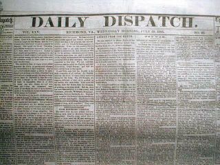 Rare Confederate Civil War Newspaper Dated 1861 - 1865 : 150 Years Old