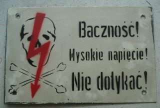 Polish Metal Dead Skull Vintage Antique Danger Sign Cross Bones
