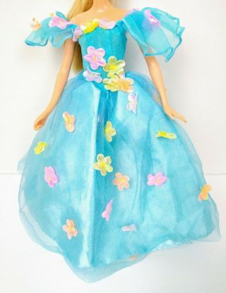 Mattel Barbie Songbird Turquoise Dress,  Iridescent Flower Appliques Vintage 1995