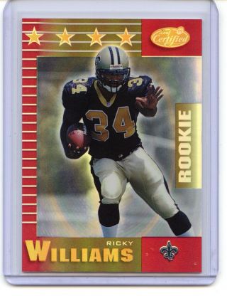 Ricky Williams 1999 Certified Football Red Rookie Card 208 Texas Saints Rare