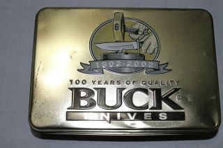 Rare 2002 Buck Knife - 100 Year Anniversary 7 " Folding Collector Tin Pocket