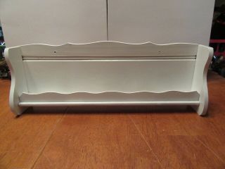 Vintage Large White Wooden Wall Hanging Shelf - Spice Rack - Country 14 - 3/4 "