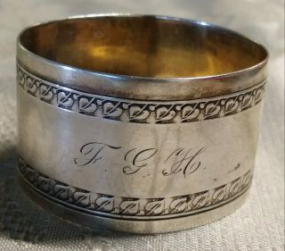 Vintage George Shiebler Sterling Silver Napkin Ring,  Round,  1 " Wide,  19.  5 G