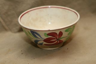 Antique 19th C Softpaste Bowl Floral Stick Spatter Tulip Waste Bowl