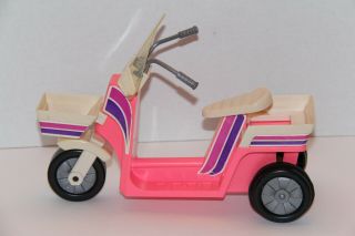 Vintage Barbie Pink/white Action Scooter 1982 Hong Kong Bike Real Click Sound