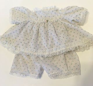 Vintage Cabbage Patch Doll Outfit Blue White Rosebud Dress Bloomers Lace Kt Tag