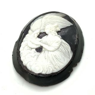 Antique Victorian Carved cameo Whitby Jet plaque 191 2