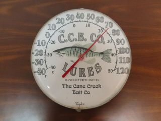 Rare 12” Taylor The Cane Creek Bait Co Antique Advertising Thermometer
