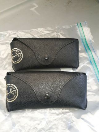 2 Vintage Bausch & Lomb Ray - Ban Sun Glasses Cases Only - Made In Usa Black