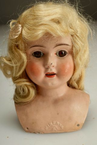 Vintage Antique Minerva Germany 5 Metal Doll Head 3.  5 " Face Blonde Hair
