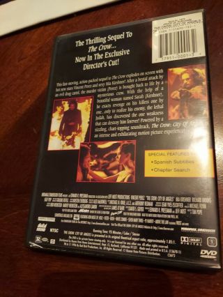 The Crow: City of Angels DVD,  Vincent Perez,  insert rare horror action oop 3