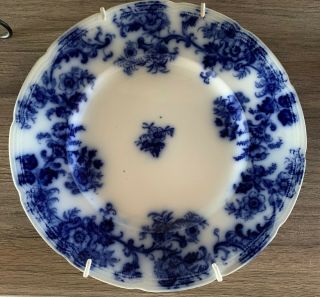 Antique Flow Blue Lancaster 9 " Plate Wharf Pottery England C.  1891