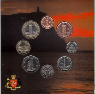Isle Of Man - Rare 8 Dif Bu Coins Set 1 Penny - 2 Pounds 2009 Year Package