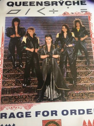 Queensryche Rage For Order Poster Authentic And Rare Promo 1986