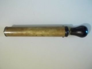 Antique Brass Wood Handle Hand Air Pump For Gas Lanterns & Sad Irons