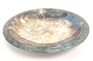 Oneida Silversmiths Silver Plated Bowl Floral Design Rim Pedestal Foot 9.  5 Inch