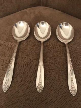 Princess Royal Round Bowl Soup Spoon,  By National Silver Co.  (set Of 3)