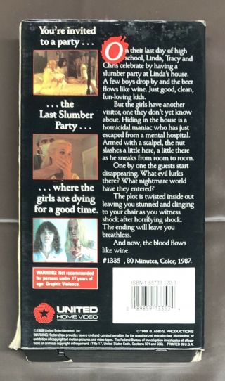 The Last Slumber Party rare slasher Oop VHS 1988 gore shot on video 1335 2
