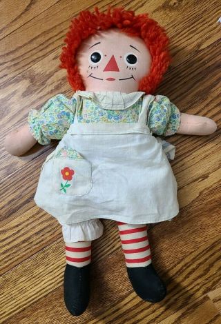 Vintage Raggedy Ann Doll Knickerbocker Toy 1970s 15 " Tall Clothes