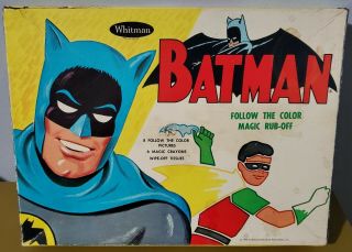 1966 Whitman Batman Magic Rub Offs Joker Robin Batmobile 60s Vintage Rare