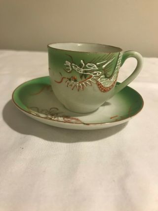 Vintage Rare Japanese Moriage Dragon Ware Tea Cup & Saucer,  Hand Painted
