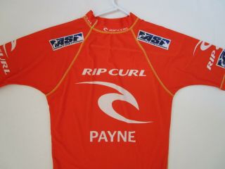 Rip Curl Asp Pro Surfing Contest Dusty Payne Rash Guard Surf Shirt Team Orange M