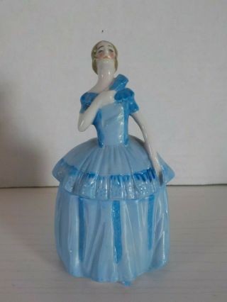 Antique Victorian German Porcelain Lady With A Fan Figurine Figural Jar
