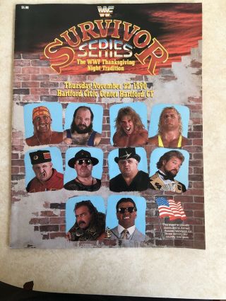Wwf Survivor Series 1990 Program Rare Hulk Hogan Ultimate Warrior Wwe Wcw Pins
