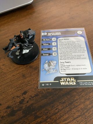 Star Wars Miniatures Rare Darth Maul On Speeder Figure With Card
