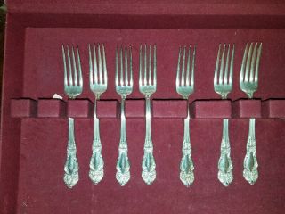 Reed & Barton Tiger Lily Set Of 7 Silverplate Dinner Forks No Mono 7 1/2 "