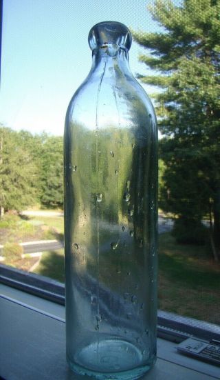 Antique 9 - 1/4 " Tall Early Hires Root Beer Blob Top Soda Bottle